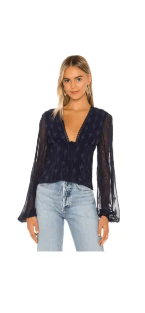 Tularosa Celina Lace Front Top in Navy Size Small NWT (5-3)