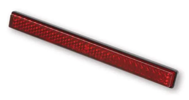SHIN YO Roter Rückstrahler eckig mit M5 Gewindebolzen, E-geprüft, 123x12,5 mm