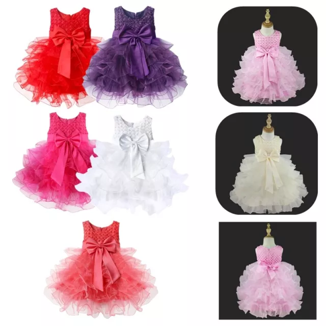 Baby Girl Flower Party Dress Toddlers Princess Birthday Wedding Formal Prom Gown