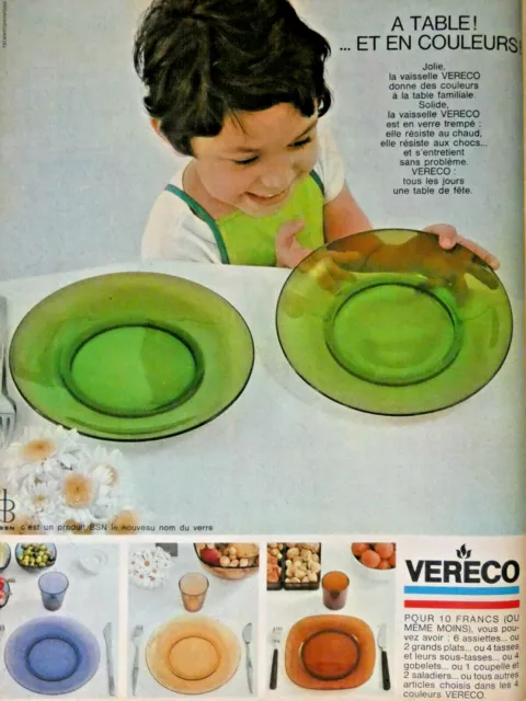 1968 Press Advertisement Vereco Tableware & Colors