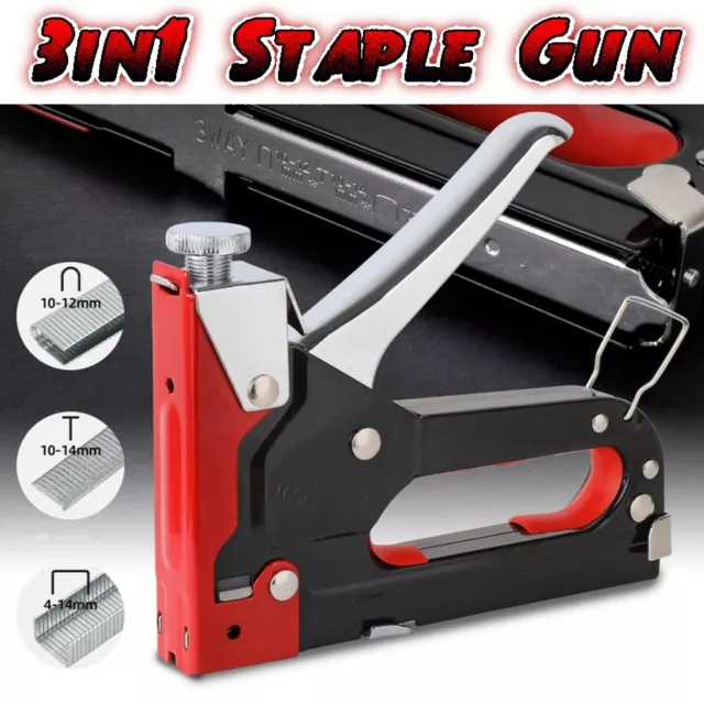 3 in1 Staple Gun Heavy Duty Fastener tool Tacker free Staples upholstery stapler