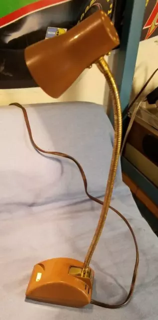 1960s Small Desk Lamp / Flexible Gooseneck / Made In Japan / Brown&Brass - Nice