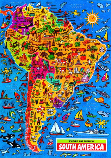 South America Map 500 Large Piece Jigsaw Puzzle