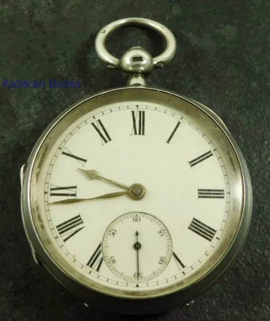 Antique Victorian Solid Silver Open Face Fob Pocket Watch 1888