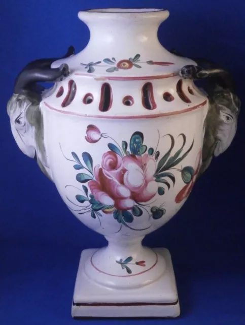 Antique Pair 19thC French St. Clement Floral Faience Vases France Vase 3