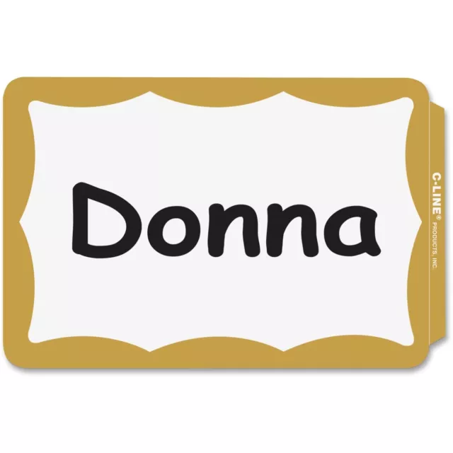 100 - Name Badges - Peel & Stick - Gold Border - Tags Labels Sticker Adhesive ID