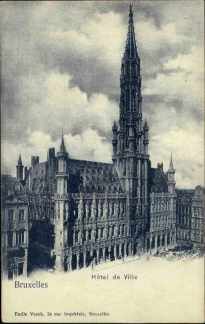 Bruxelles Brüssel Belgien Belgique AK ~1900 Hotel Hôtel de Ville Turm Gebäude