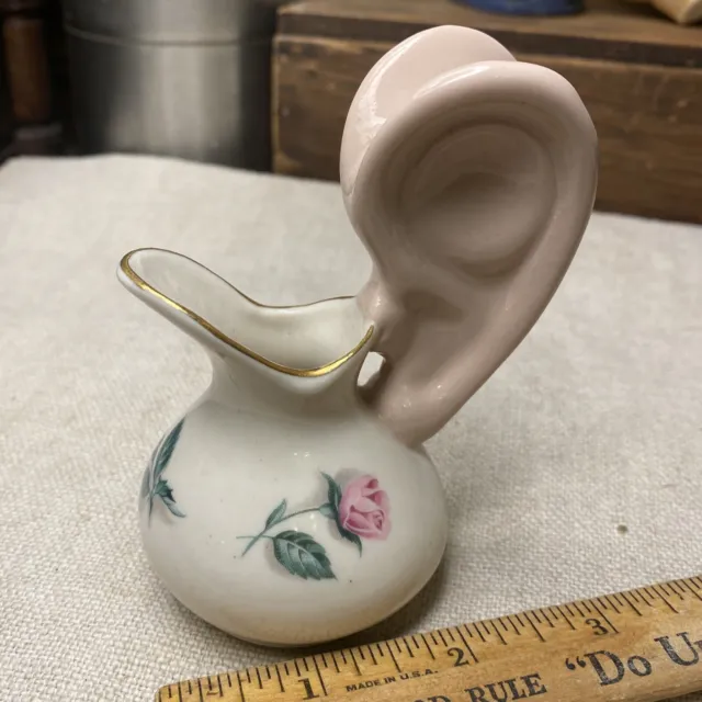 Miniature Pitcher Butterfly Wings Handle Pink McKennesy Pat 154691 VINTAGE Odd