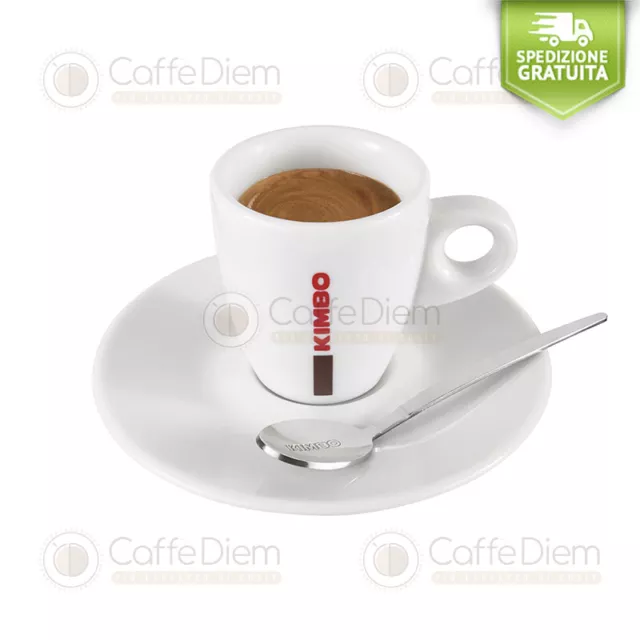 Kimbo Set Tazze da Caffè Espresso 6 Tazzine + 6 Piattini Ceramica Linea Bar