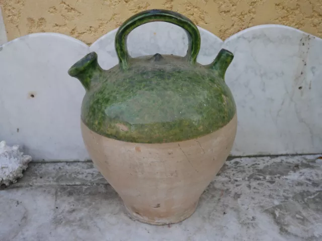 Ancienne Cruche Gargoulette  en Terre Vernissée 19 ème Art Populaire Poterie