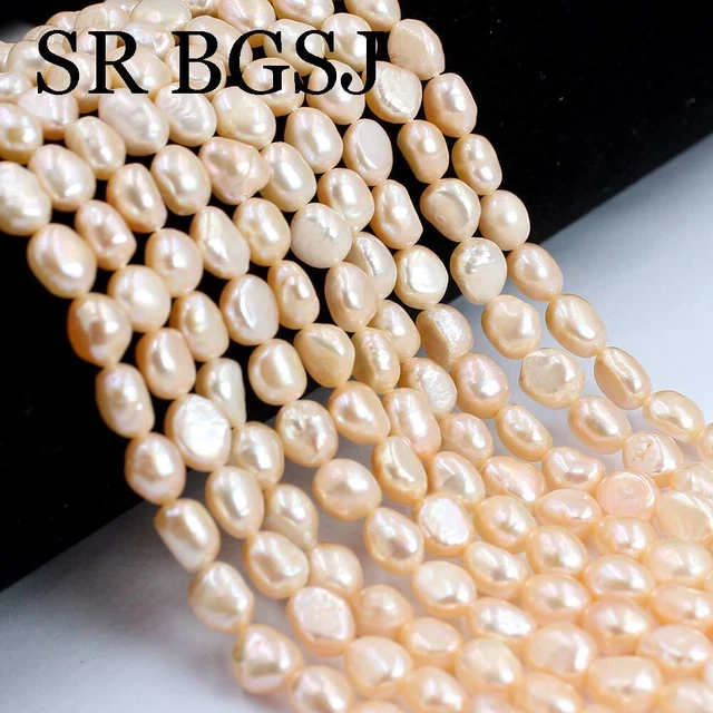6-7mm Freeform Long Baroque Pink Freshwater Pearl Gemstone Beads Strand 14"