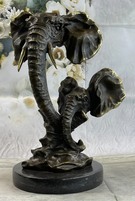 Western Pure Bronze European Style Art Deco Sculpture Elephant Head Statue