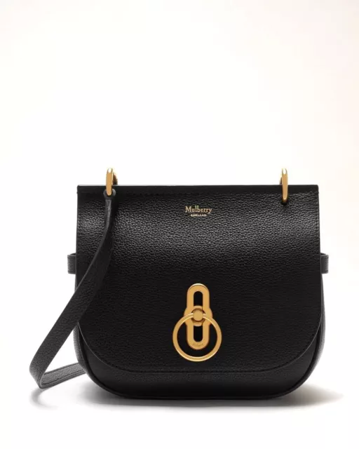 Mulberry 'Amberley" Small Black Classic Grain Leather Satchel Bag BNWT  £795 RRP