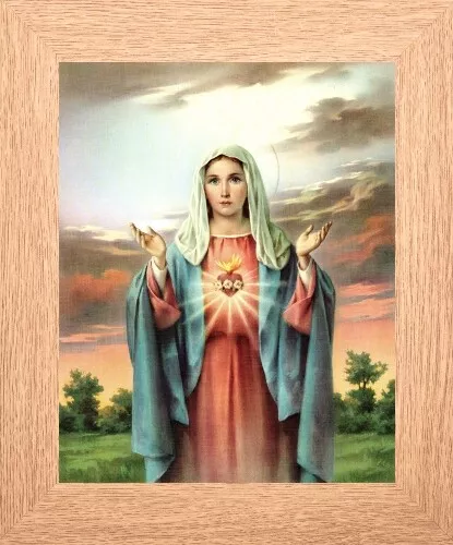 The Sacred Heart Of Mary Our Lady Roman Catholic Framed Picture 3 Frame Colours