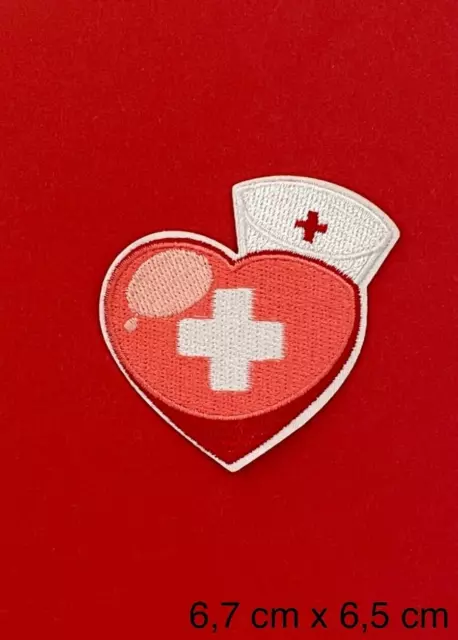 Bügelbild, Patch, Aufnäher,Flicken KRANKENSCHWESTER/NURSE/HAUBE/ROTES KREUZ/HERZ