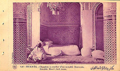Maroc Meknes Carte Postale Heliogravure Chambre A Coucher Notable