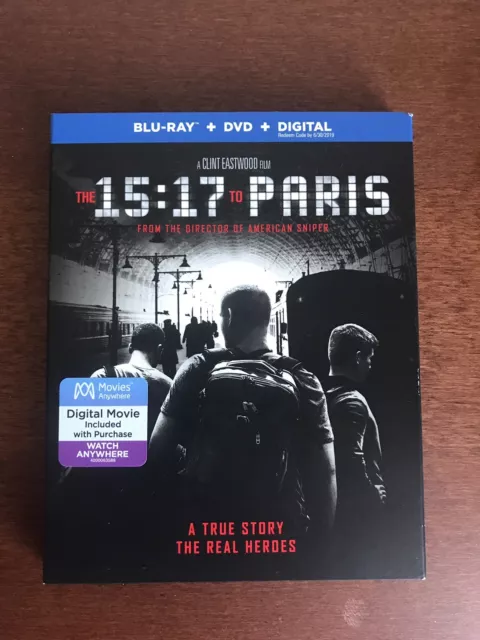 The 15:17 to Paris  (Blu-Ray + DVD + Digital)  Like new!