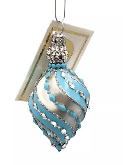 Patricia Breen Swirled Band Turquoise and Silver Drops Christmas Tree Ornament