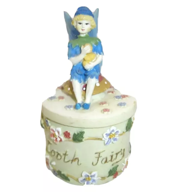 Vintage Tooth Fairy Trinket Box Tooth Holder Blonde Dressed in Blue Denzine 1993