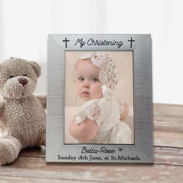 Personalised New Baby Boy Girl Christening Baptism Gift, Keepsake 5x7" Frame