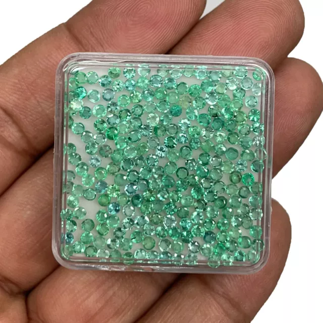 50 Pcs Natural Colombian Emerald 1.9-2mm Round Loose Untreated Gemstones Lot