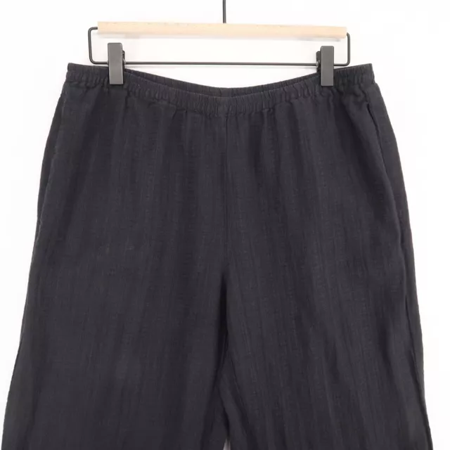 Eileen Fisher Pull On Pants Womens Petite Medium Dark Gray Linen Viscose Blend 3