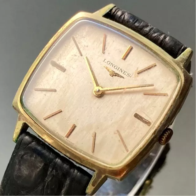 LONGINES MANUAL 30MM Men's Gold Dial Swiss Made Square Analog Vintage ...