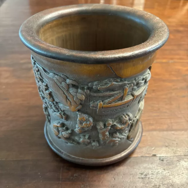 Bamboo Brush Pot Scene Of Children Playing