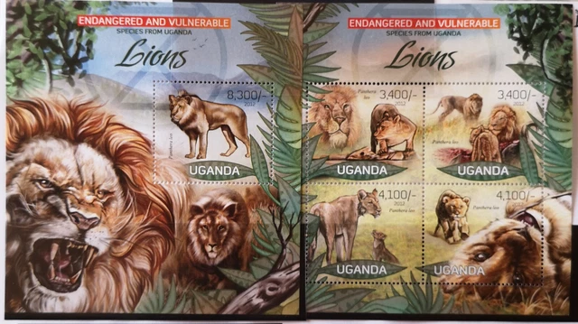 Uganda 2012 Löwen II M/S 4v und Block 1v **