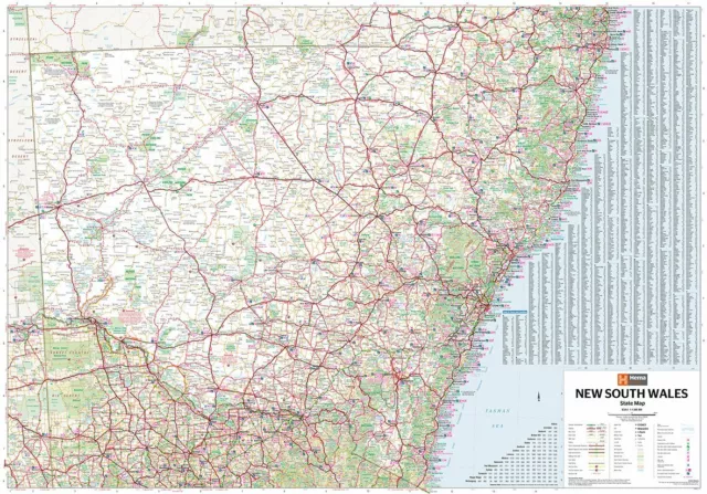 (Folded) Map Of New South Wales Nsw State Poster (70X100Cm) Large Road Guide