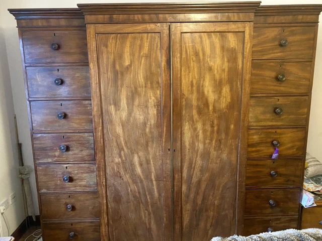19th Century Mahogany BREAK-FRONT WARDROBE | Masses Of Storage | Unusual design