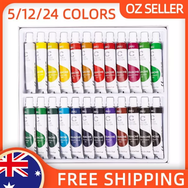 Deli 5/12/24Colors Gouache Color Set 12ml Tube Gouache Craft Art Painting School