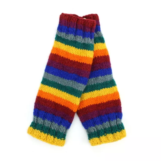 Hand Knitted Wool Leg Warmers LoudElephant Woolly Rainbow Pattern Dance