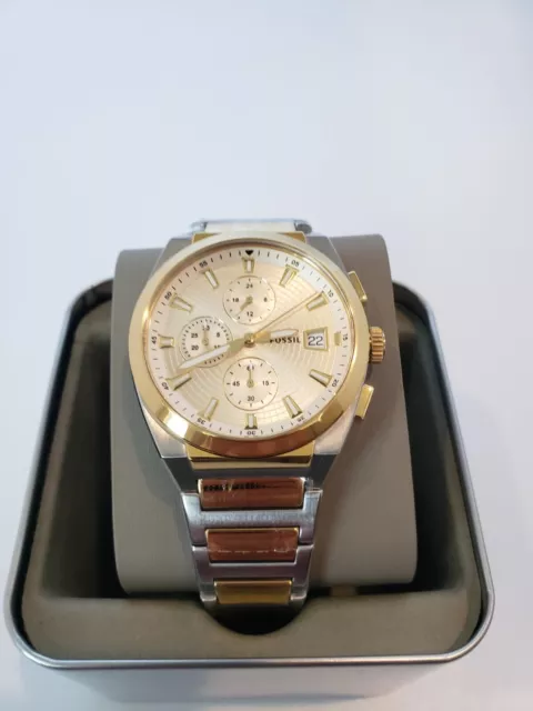 Fossil Everett Chronograph Multifunction Two-Tone Gold Silver Men's Watch FS5796