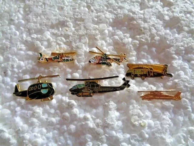 Job lot of 6 Military Helicopter shaped metal lapel pins