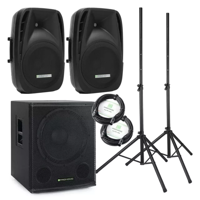 Pack Sono Actif DJ PA Bluetooth USB SD 2x Encintes et 18" Caisson de Basse Pieds