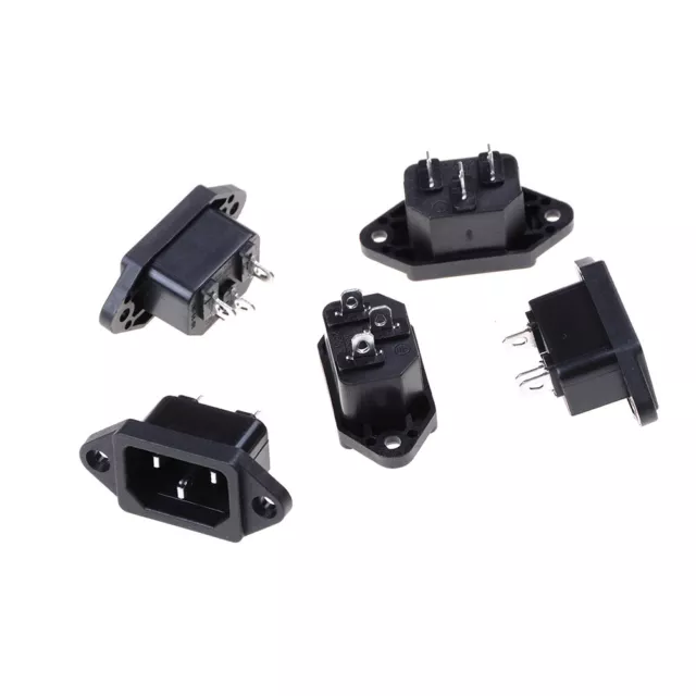 5Pcs IEC 320 C14 Male Plug Panel AC 250V 10A Power Inlet Sockets Connectors_ SN❤