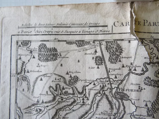 DE CREPY d'après Eugène Henry FRIEX CARTE ENVIRON DE BRUXELLES LOUVAIN.... 1743 2