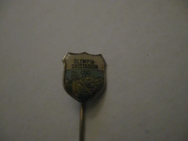Rare Old Winter Olympic Games Stadium Ceramic Enamel Stick Pin Badge