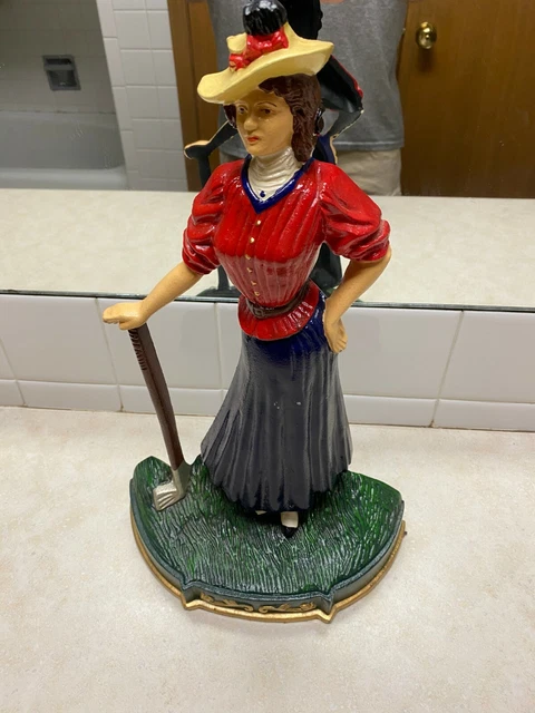 Lady Golfer Cast Iron Doorstop by Upper Deck - 16"