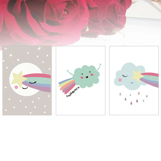 3 PIEZAS Creative Star Cloud patrones pintura lienzo sin marco imagen colgante Wan