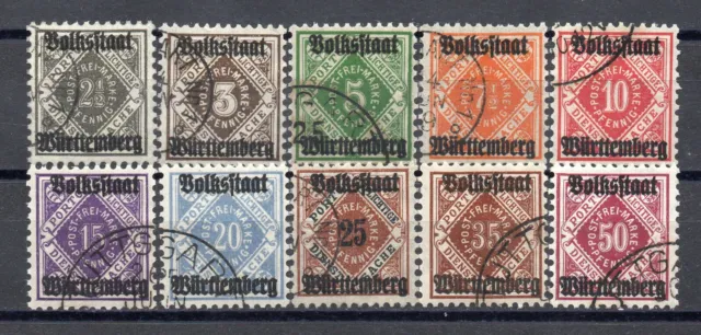 GERMANIA WURTTEMBERG 1919 - Soprastampati  10 val. usati (1618)