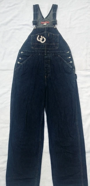 VTG! UNION BAY Women's Dark Blue Denim Jeans Bib Overalls Horseshoes EUC Medium
