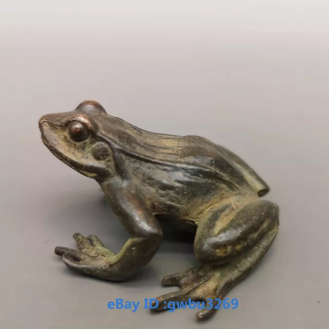 Vintage Oriental Chinese Bronze Handwork Carved Frog Statue  20493