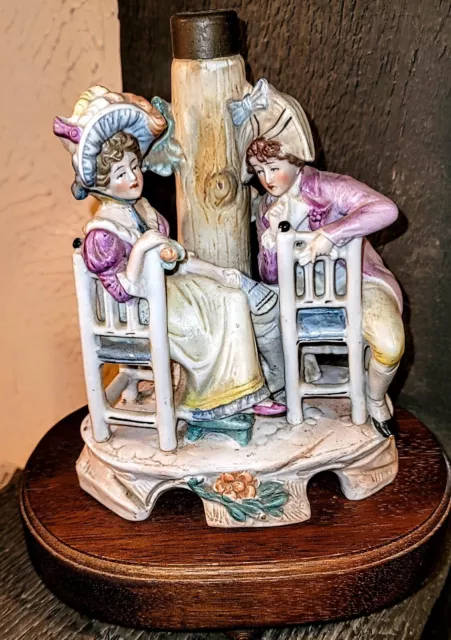 Vintage Hand Painted Porcelain Figurines of Young Man Courting Young Woman