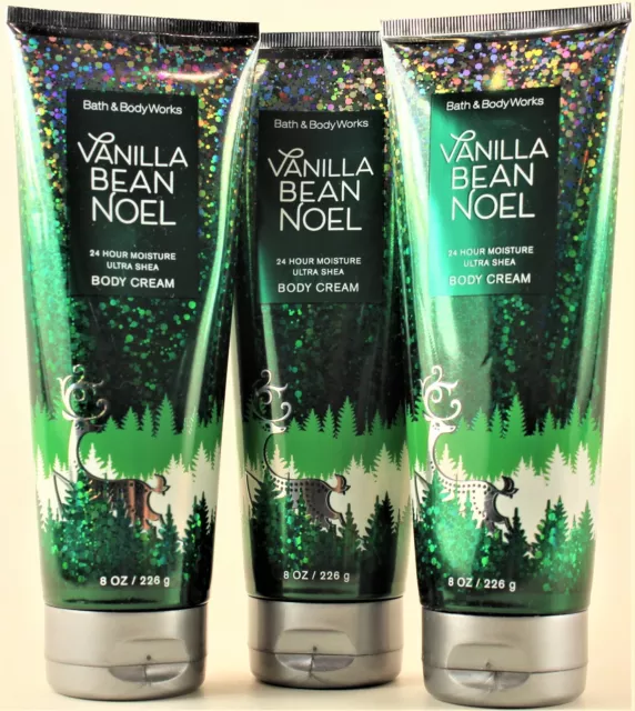 QTY 3 - Bath & Body Works VANILLA BEAN NOEL Body Cream Lotion Moisturizer 8oz