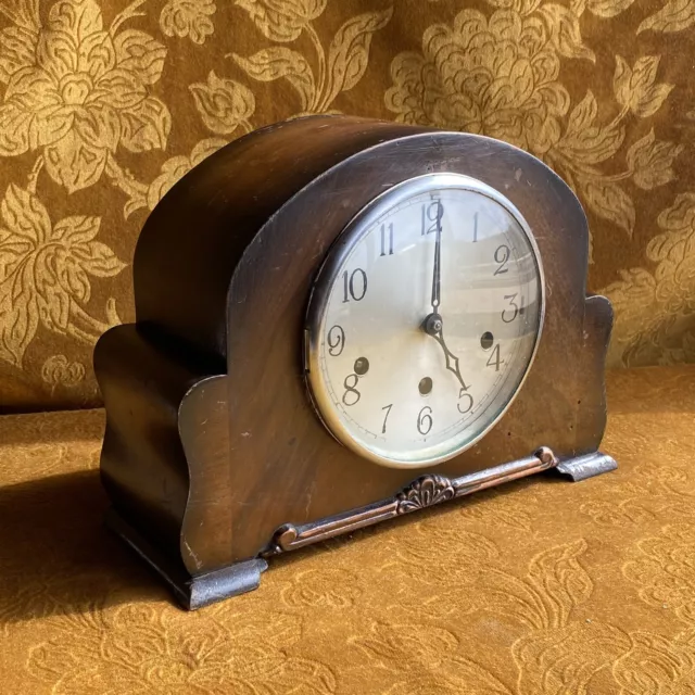 Antique Westminster Chime Art Deco 1930s  Wood Napoleon Hat Mantle Clock Project