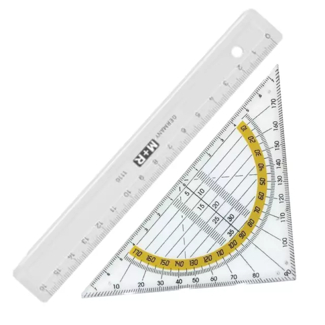 Geometrie-Set 2-tlg Lineal Geodreieck Zeichendreieck Winkel Maßstab Set