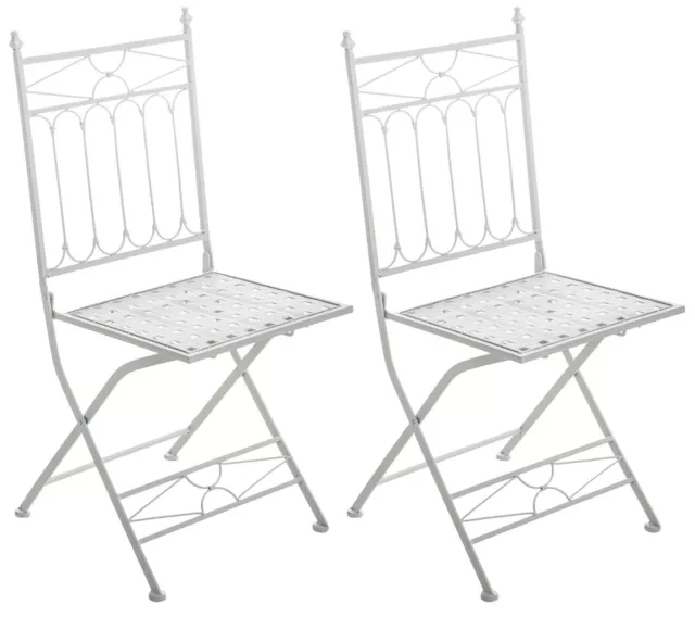 Lot de 2 Chaises de jardin pliables Asina en fer forgé pour Terrasse Ou Balcon