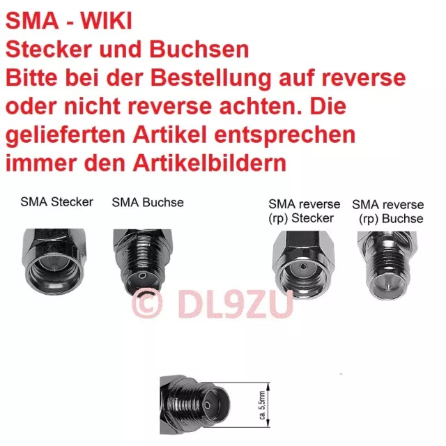 Reverse RP SMA Stecker (Teflon) Crimp für RG58 & RG142 für Funk Wlan LTE (J04F) 2